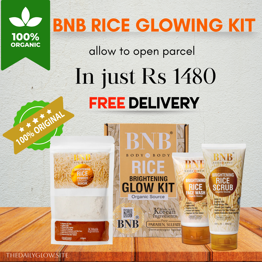 BNB 3 In 1 Rice Extract & Glow Kit - Rice Face Wash + Rice Scrub + Rice Face Mask